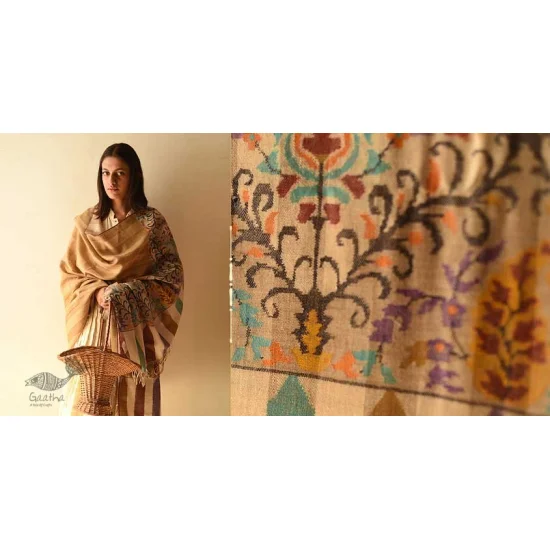 shop Kashmiri handwoven Pure Pashmina Kani Checks Shawl