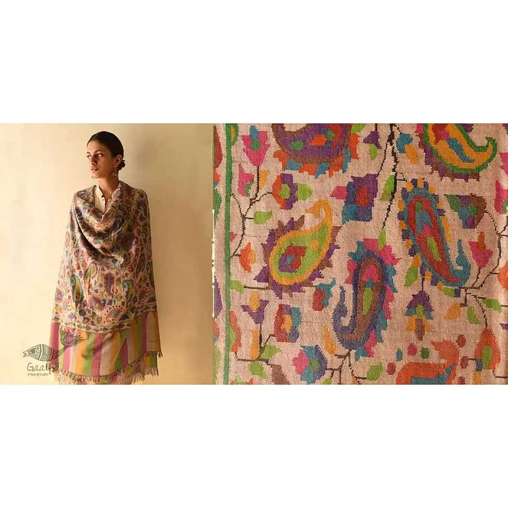 shop Kashmiri handwoven Pashmina Kani Shawl
