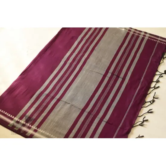 Casual Classics ❊ Everyday Handloom Saree - magenta cotton saree 