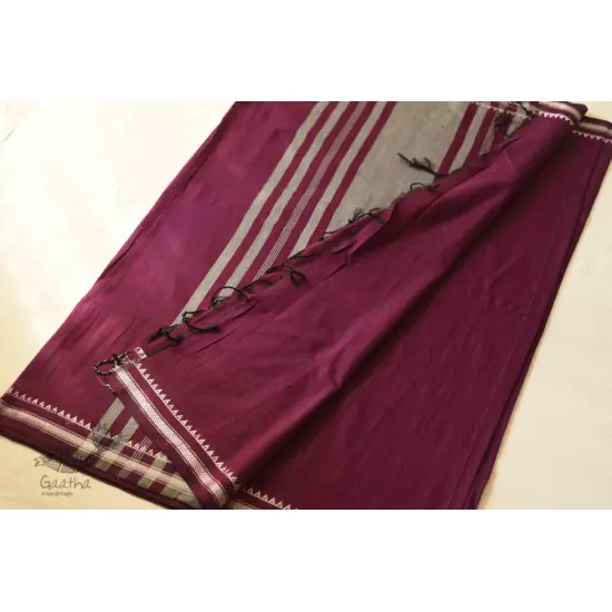 Casual Classics ❊ Everyday Handloom Saree - magenta cotton saree 