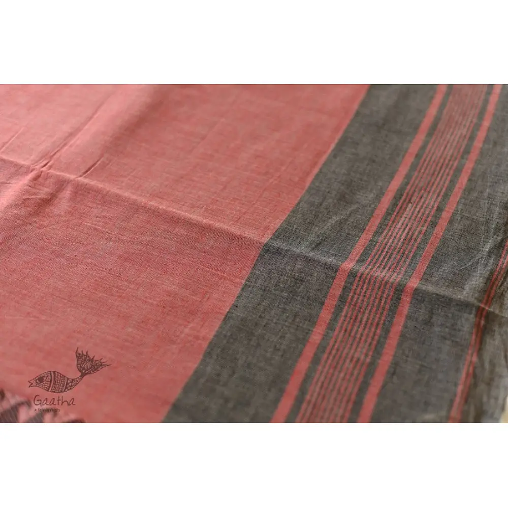Casual Classics cotton saree - Carbon Black With Red Border