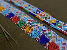 Shubh-Laabh . शुभ लाभ ⁂ Glass Bead Temple Toran (Set of Three) ⁂ 1