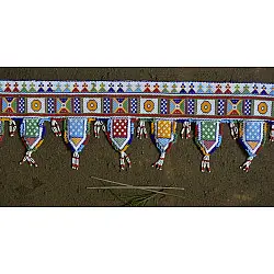 Shubh-Laabh . शुभ लाभ ⁂ Glass Bead Toran (36" x 8.5") ⁂ 5