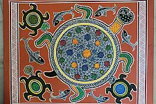 Mandana Art - Painting | Lucky Charm Turtle ( 11 x 14 inch)