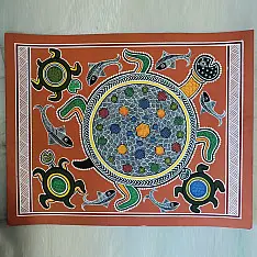 Mandana Art - Painting | Lucky Charm Turtle ( 11 x 14 inch)