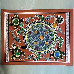 Mandana Art - Painting | Lucky Charm Turtle ( 11 x 14 inch)