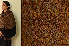 Pasham | Antique Kani Embroidered Black Pashmina Shawl