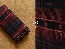 Breezy Mangroves | Handwoven Bhujodi Cotton Dupatta - Navy Blue
