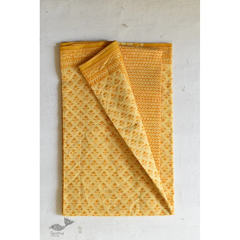 Shop Gamthi Block Printed pure cotton saree