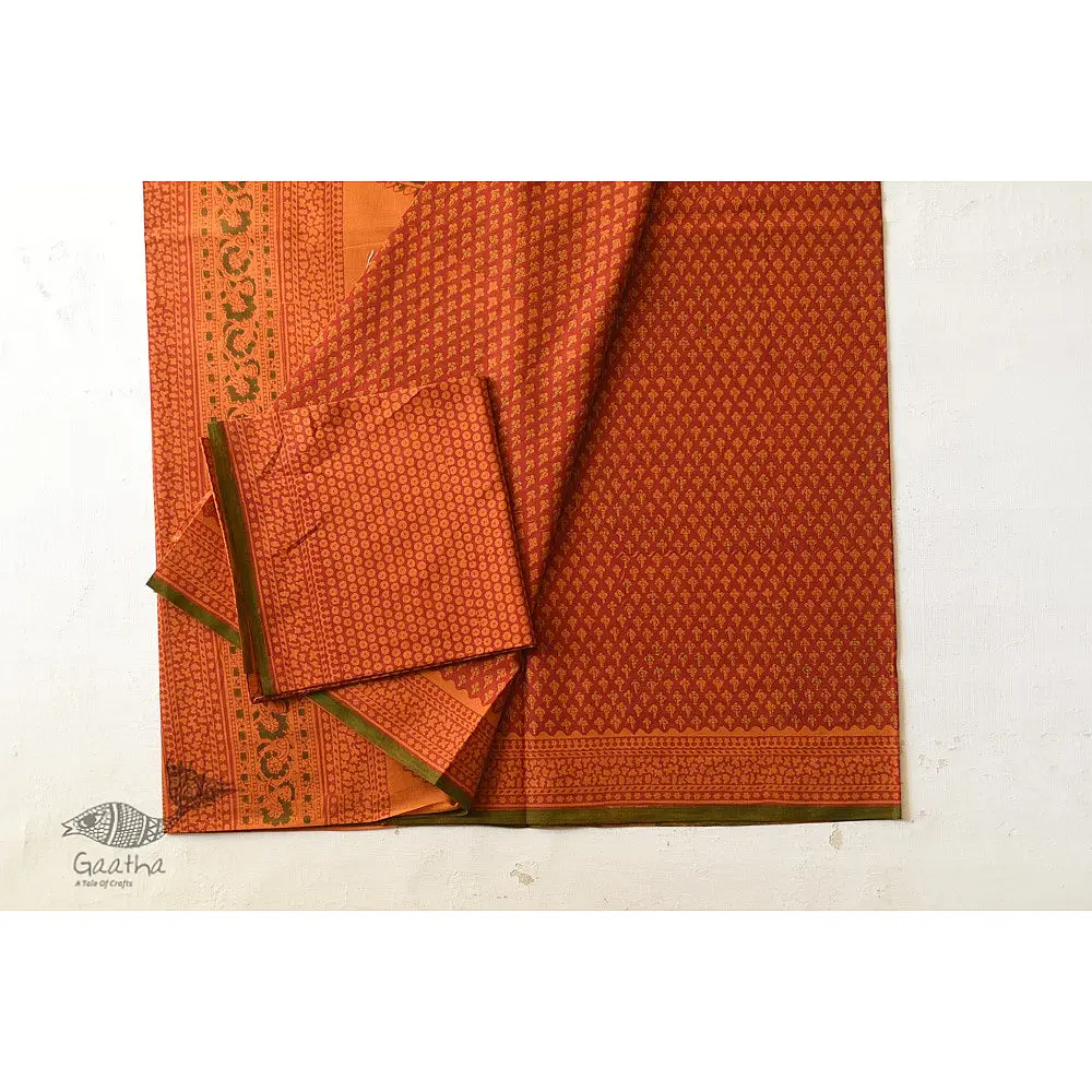 Shop Gamthi Block Print pure cotton saree