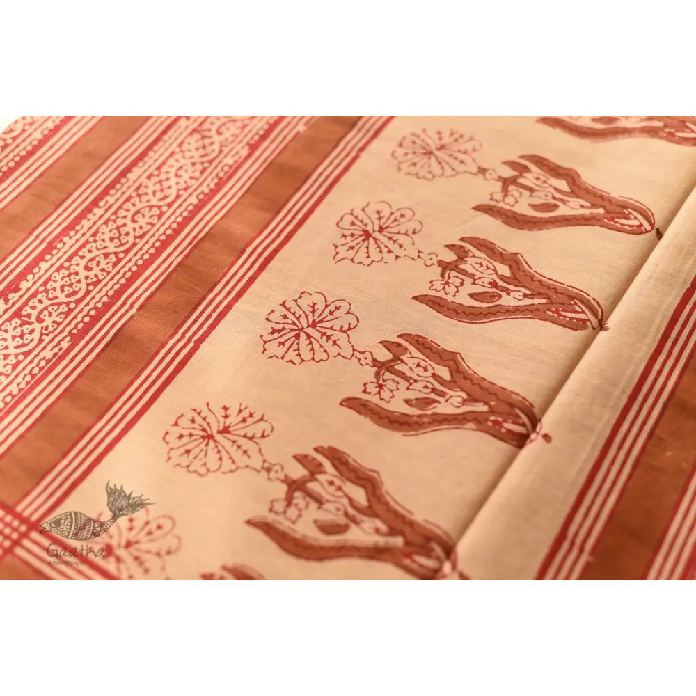 Shop Gamthi Block Print pure cotton saree