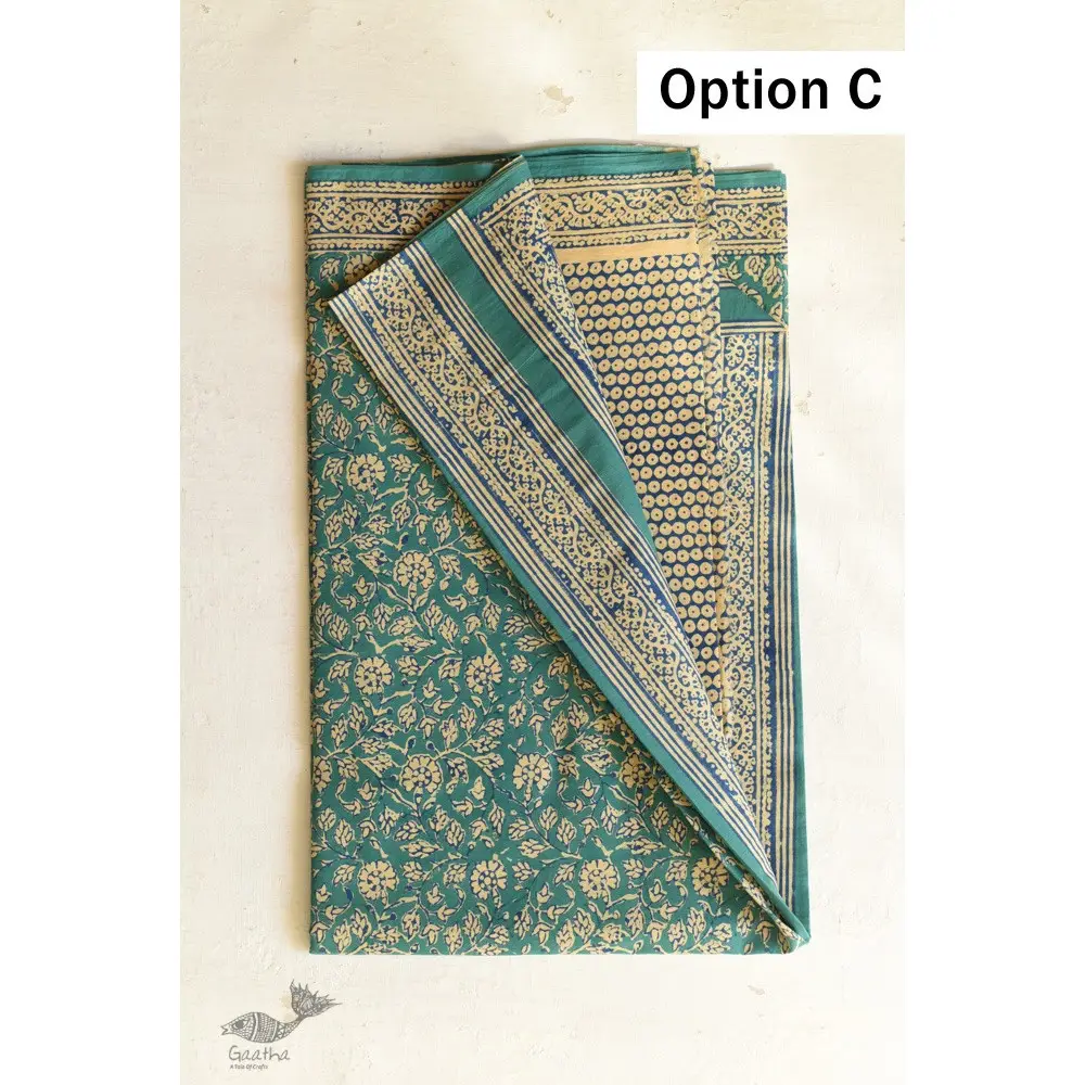 Shop Gamthi Block Print pure cotton saree