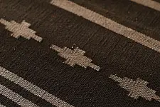 A finite infinity ❧ Handwoven Geometric Dhurries  ( 2 x 6 ) - Carbon Black