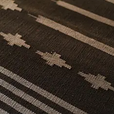 A finite infinity ❧ Handwoven Geometric Dhurries  ( 2 x 6 ) - Carbon Black