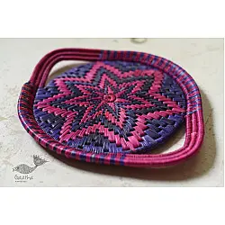 Moonj Grass Basket | Serving Tray - Pink & Purple