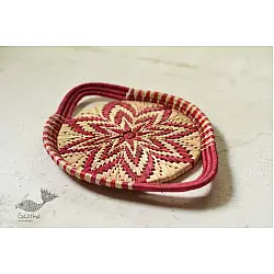 Moonj Grass Basket | Serving Tray - Pink & Natural