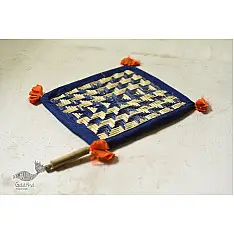 Moonj Grass Basket | Hand Fan - Blue