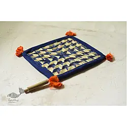 Moonj Grass Basket | Hand Fan - Blue