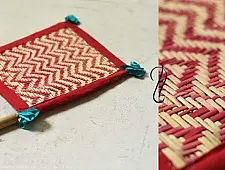 Moonj Grass Basket | Hand Fan - Red