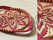 Moonj Grass Basket | Serving Tray - Pink & Natural