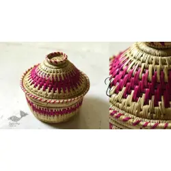 Moonj Grass Basket | Storage basket / Roti box ~ Pink