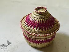 Moonj Grass Basket | Storage basket / Roti box ~ Pink