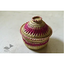 Moonj Grass Basket | Storage basket / Roti box ~ Pink