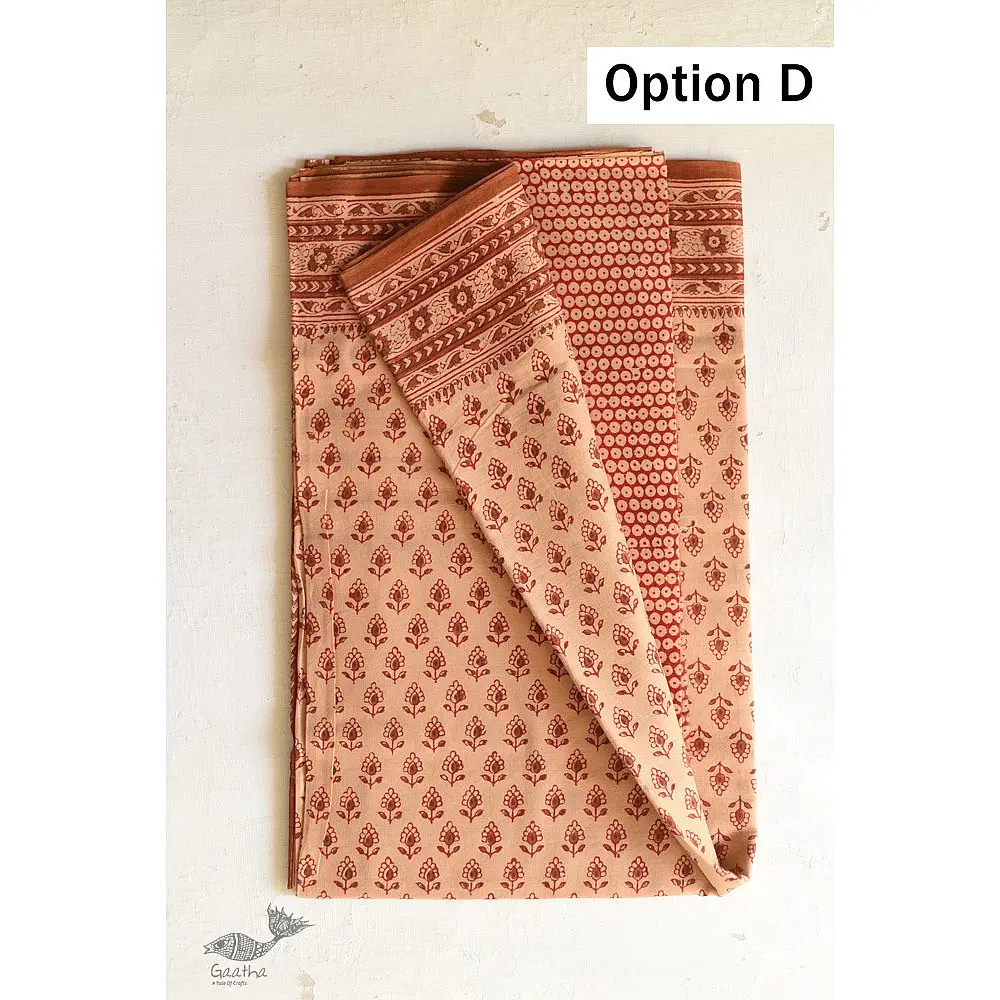 Shop Gamthi Block Print pure cotton saree