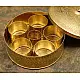Ahar ✽ Brass ~ Spice Jar - Six jars inside  ( 6 x 6 x 3 Small Masaldaan )