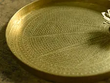 Ahar ✽ Brass ~ Aarti Thali with Lotus Shaped Diya - 14" x 14" x 2" Ahar ✽ Brass ~ Aarti Thali with Lotus Shaped Diya - 14" x 14" x 2"
