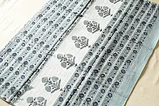 Indigenous Impressions | Block Printed - Bagru Cotton Saree - Grey & Blue