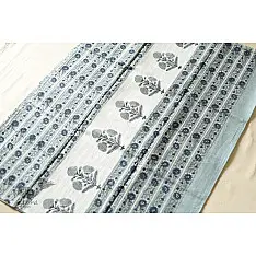 Indigenous Impressions | Block Printed - Bagru Cotton Saree - Grey & Blue