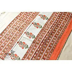 Indigenous Impressions | Bagru Cotton Saree White & Orange - Block Printed