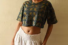 Hand Block Printed ✩ Vegetable Dyed - Ajrakh Cotton Crop Top
