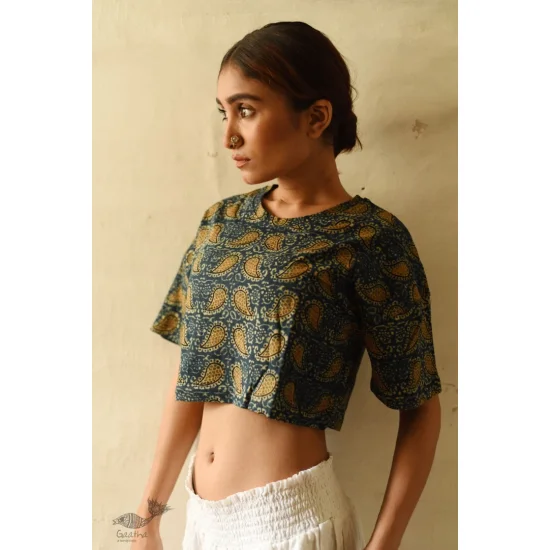 buy ajrakh hand block printed Crop Top