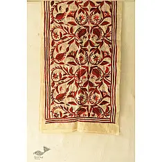 Pushparam . पुष्पारम | Kantha Tussar Silk Stole ~ Embroidered (D)