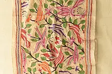 Pushparam . पुष्पारम | Kantha Tussar Silk Stole ~ Hand Embroidery