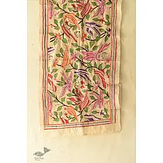 Pushparam . पुष्पारम | Kantha Tussar Silk Stole ~ Hand Embroidery