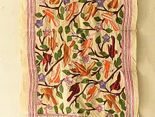 Pushparam . पुष्पारम | Kantha Tussar Silk Stole ~ Embroidered (E)