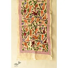 Pushparam . पुष्पारम | Kantha Tussar Silk Stole ~ Embroidered (E)