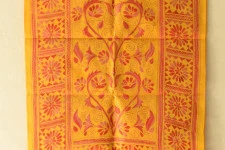 Pushparam . पुष्पारम | Kantha Silk Stole ~ Embroidered Yellow