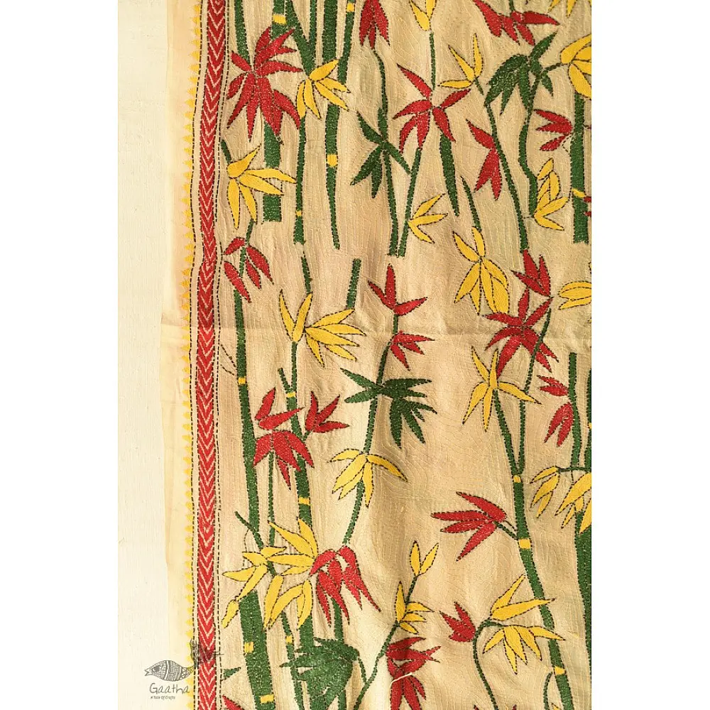  Kantha Silk dupatta- Embroidered