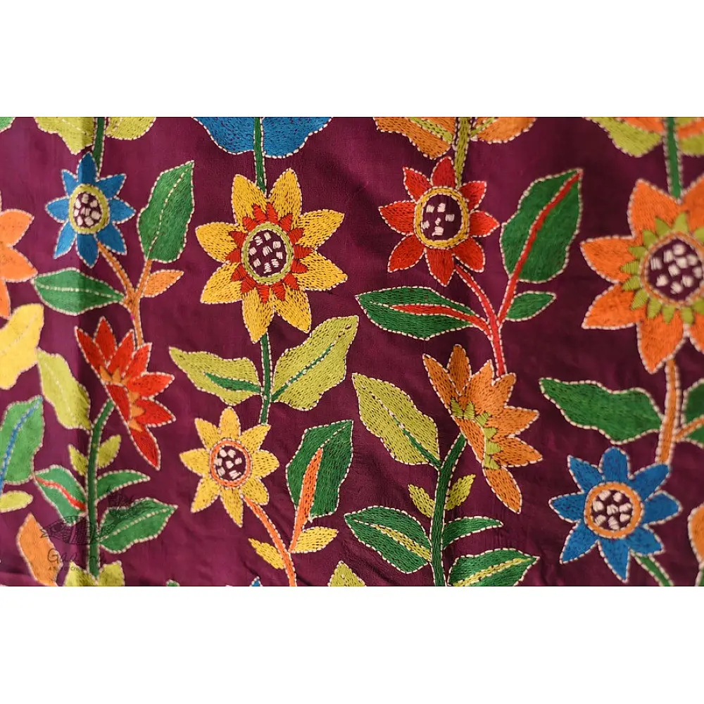  Kantha Soft Silk dupatta- Embroidered