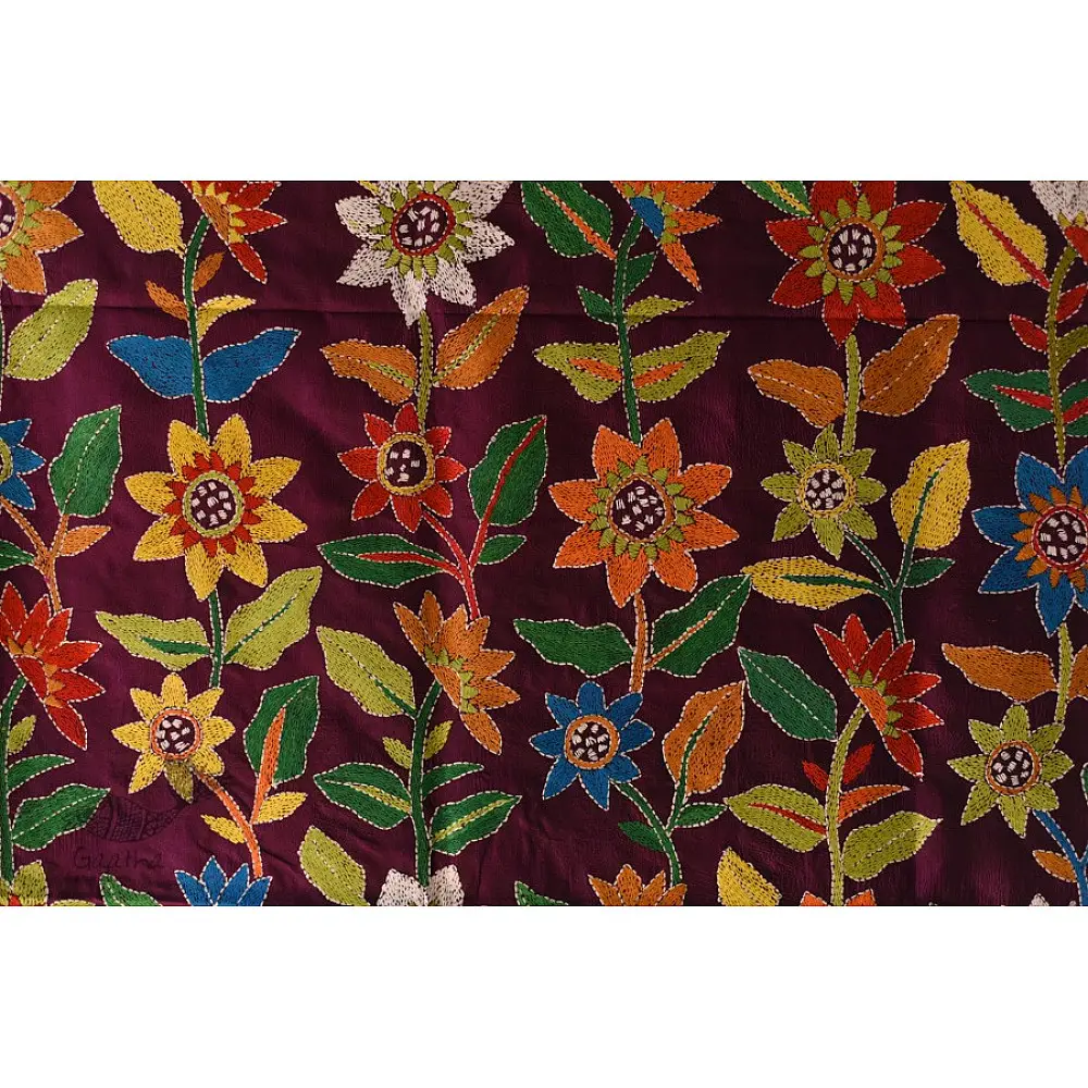  Kantha Soft Silk dupatta- Embroidered