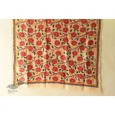 Pushparam . पुष्पारम | Kantha Tussar Silk Hand Embroidered Dupatta ~ Red Flowers All Over