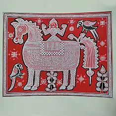 Mandana Art - Painting ~ Horse  ( 11 x 14 inch)
