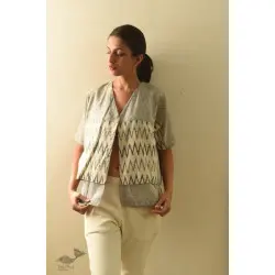 Ikat Handloom Checks Shrug - Grey