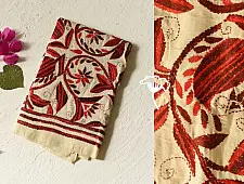 Pushparam . पुष्पारम | Kantha Tussar Silk Stole ~ Embroidered (D)