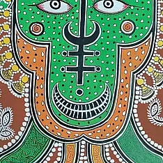 Mandana Art - Painting ~ Tribal Face ( 11 x 14 inch)
