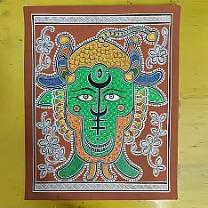Mandana Art - Painting ~ Tribal Face ( 11 x 14 inch)